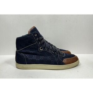 Gucci Guccissima GG Logo High Top Blue Shoes Men's Size 10.5 US / 9.5 G